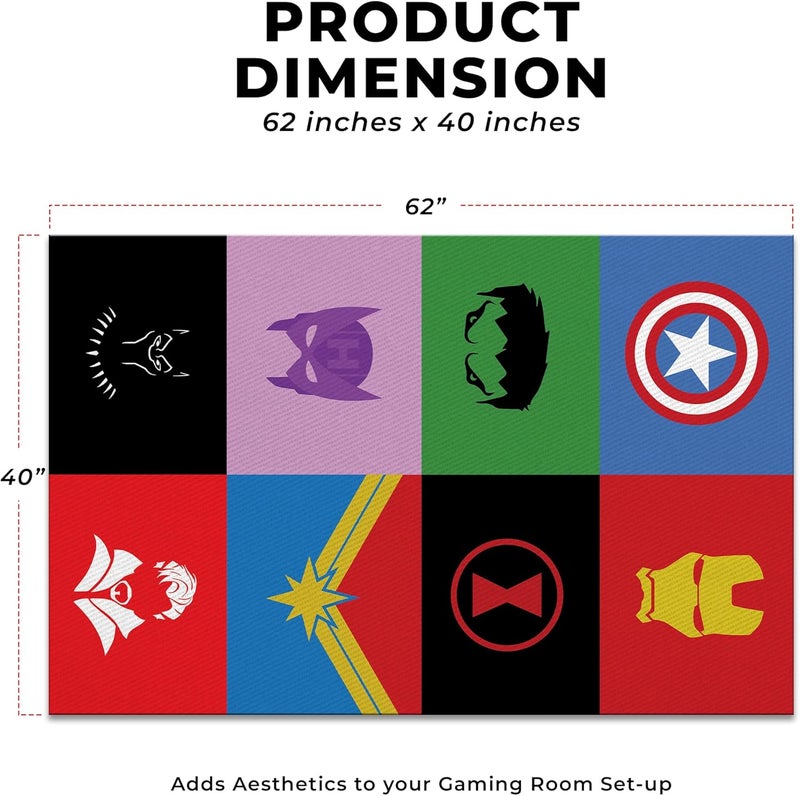 DreamController Avengerrs Custom Rugs for Gamer Room (62x40inch)| Playroom Carpets Inspired by Games & Anime Decor for Gamers | Gamer Room Decor for Kids Teen Anti-Slip Gaming Mats - Image 2